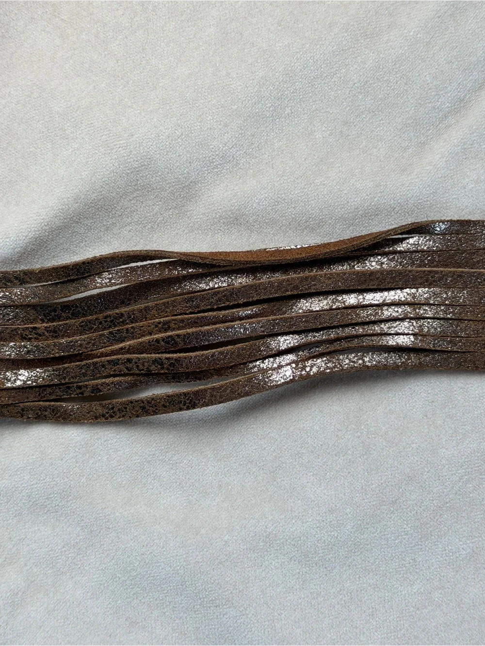 Multi-Strand Brown Suede Bracelet with Metallic Accent